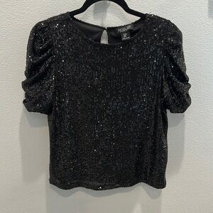 Rachel Zoe Black Sequin Top